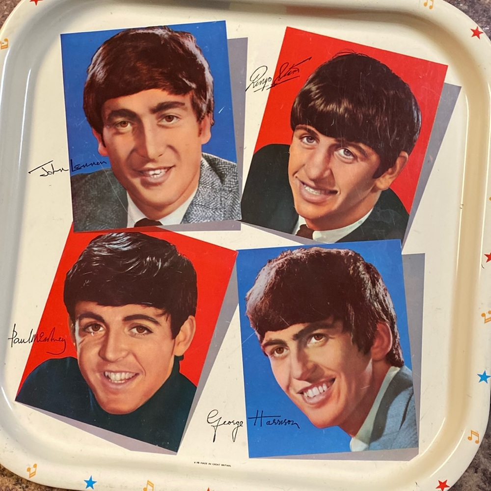 Vintage BEATLES ORIGINAL 1964 LITHOGRAPH METAL TRAY
